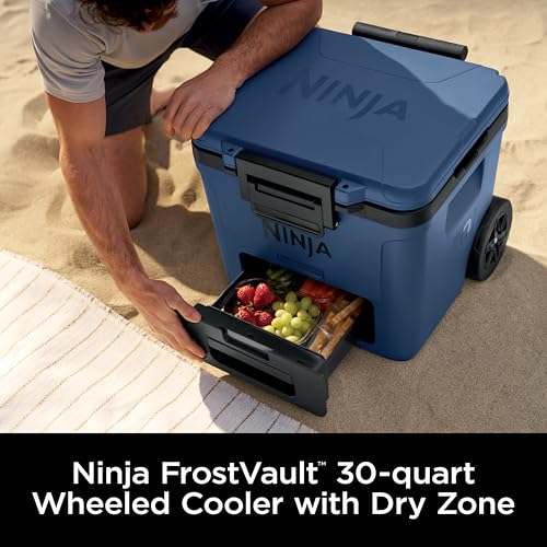 Ninja FrostVault 45qt Wheeled Cooler with Dry Zone, Integrated Fridge-Temp Dry Storage Drawer, Premium Heavy-Duty Insulated Cooler