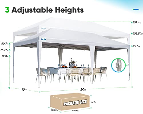 Quictent 10x20ft Easy Pop up Canopy Tent Instant Canopy Shelter Waterproof with Roller Bag