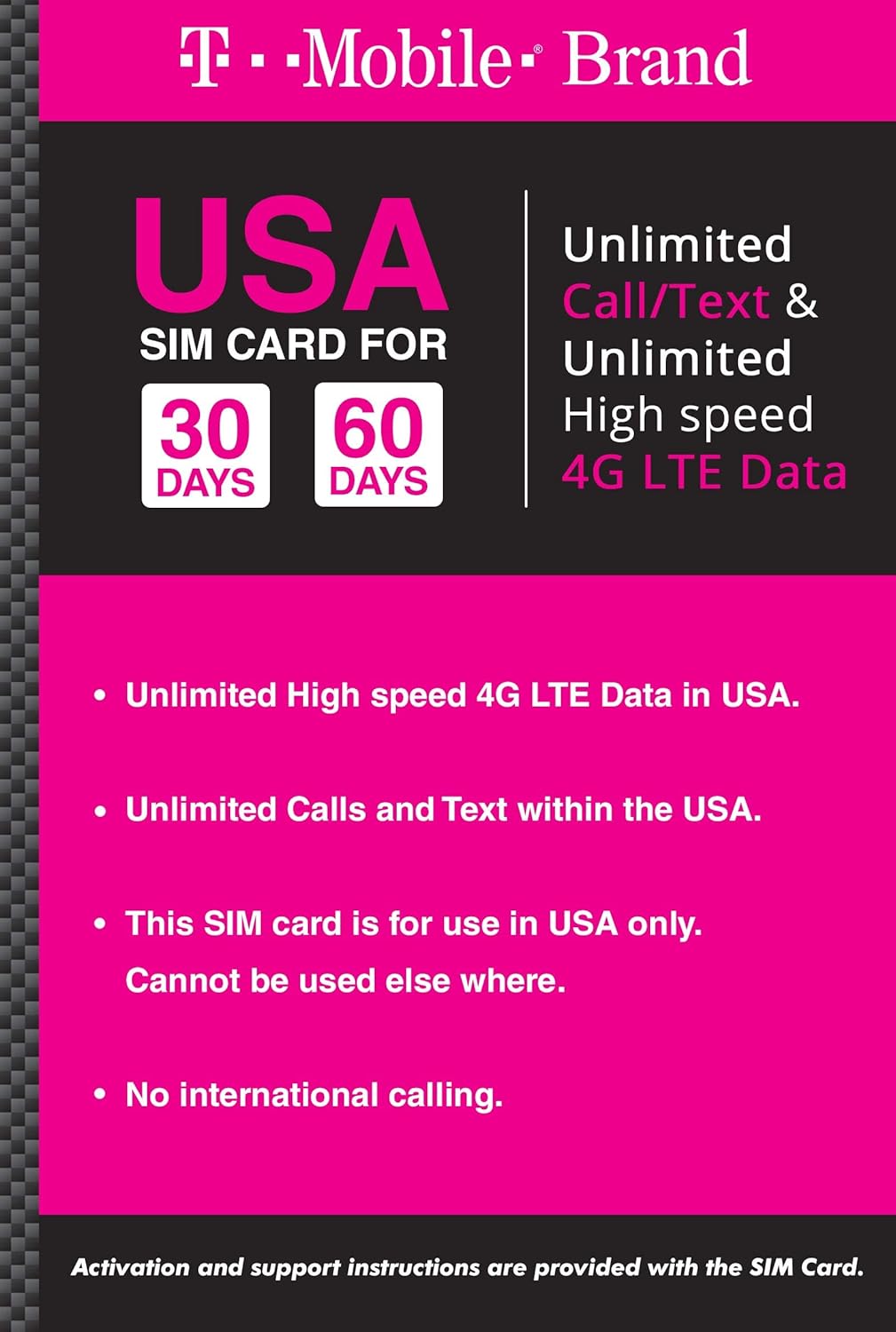 T-mobile Brand USA Prepaid Travel SIM Card Unlimited Call
