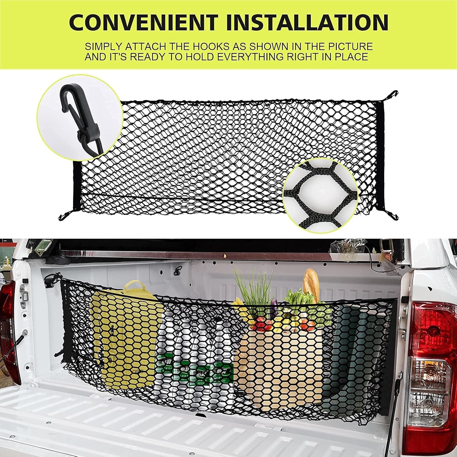 Double-Layer High Elastic Car Rear Cargo Net for SUV Car Trunk Net Organizer, Automotive Cargo Nets