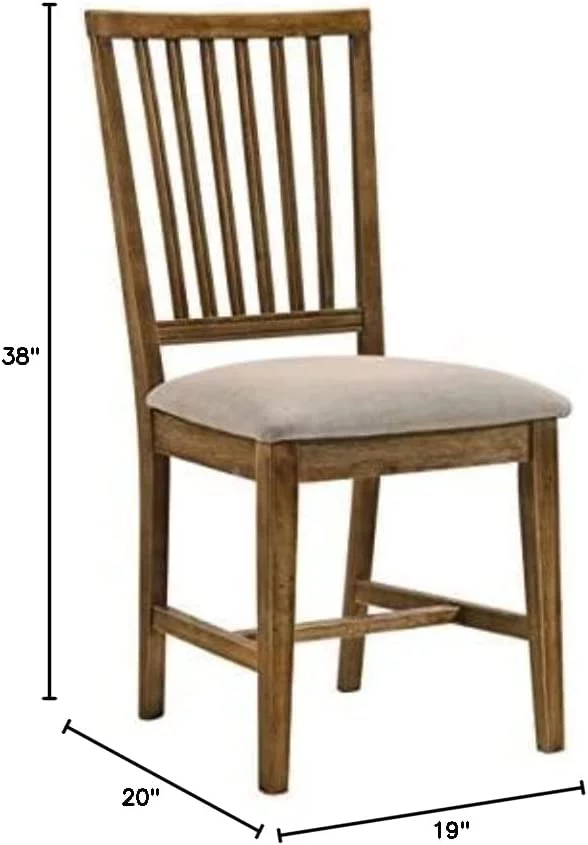 Set of 2 Modern Farmhouse Dining Chair For Dining Room Fabric Seat, Armless Wood Frame, Easy Assembly, Tan Linen & Weathered Oak Finish