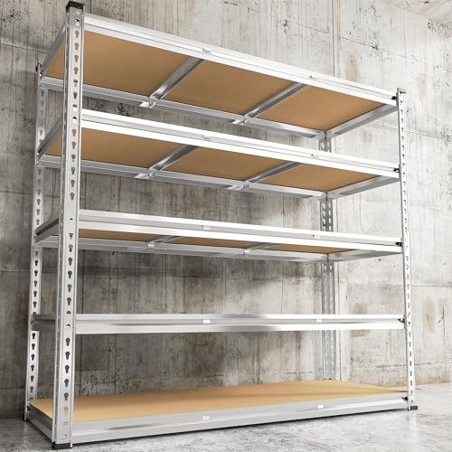REIBII 48" W Garage Shelving Heavy Duty 3020LBS Storage Shelves 5 Tier Heavy Duty Shelving Adjustable Garage Shelves for Basement, Warehouse