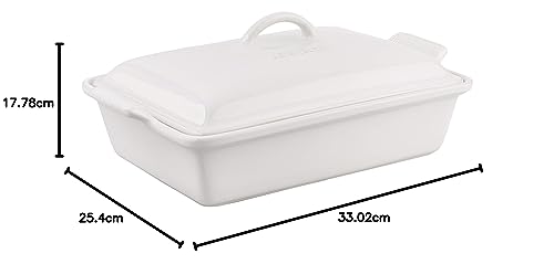Le Creuset Stoneware Heritage Covered Rectangular Casserole, 4 qt. (12" x 9"), Cerise