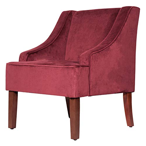 HomePop Velvet Swoop Arm Accent Chair, Suri Blue