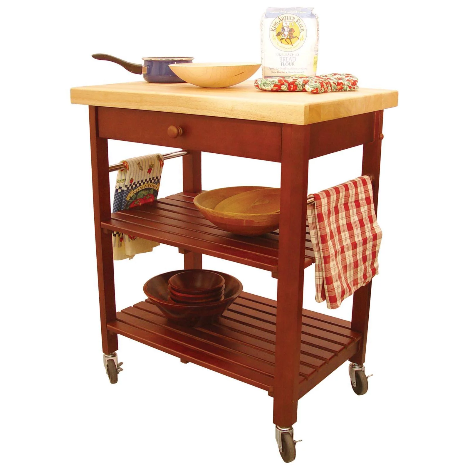 Catskill Craftsmen Roll About Kitchen Cart in Cherry Stain