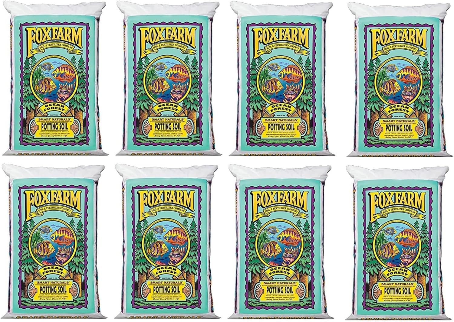 FoxFarm Ocean Forest Potting Soil, 1.5cu ft (Pack of 8) – Light, Aerated Texture