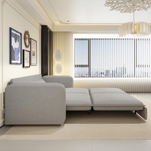 93" King Pull Out Sofa Bed, 3 in 1 Convertible Sleeper Sofa Couch, Comfy 3 Seater Sleeper Bed with 2 Pillows