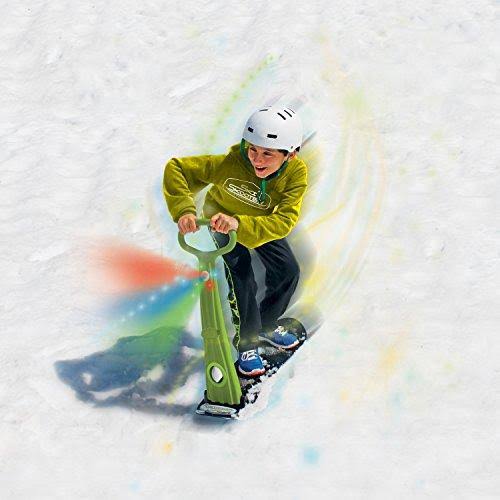 The Original LED Ski Skooter by Geospace Fold-Up Snowboard Kick-Scooter for Use on and Grass Blue Snow Sled