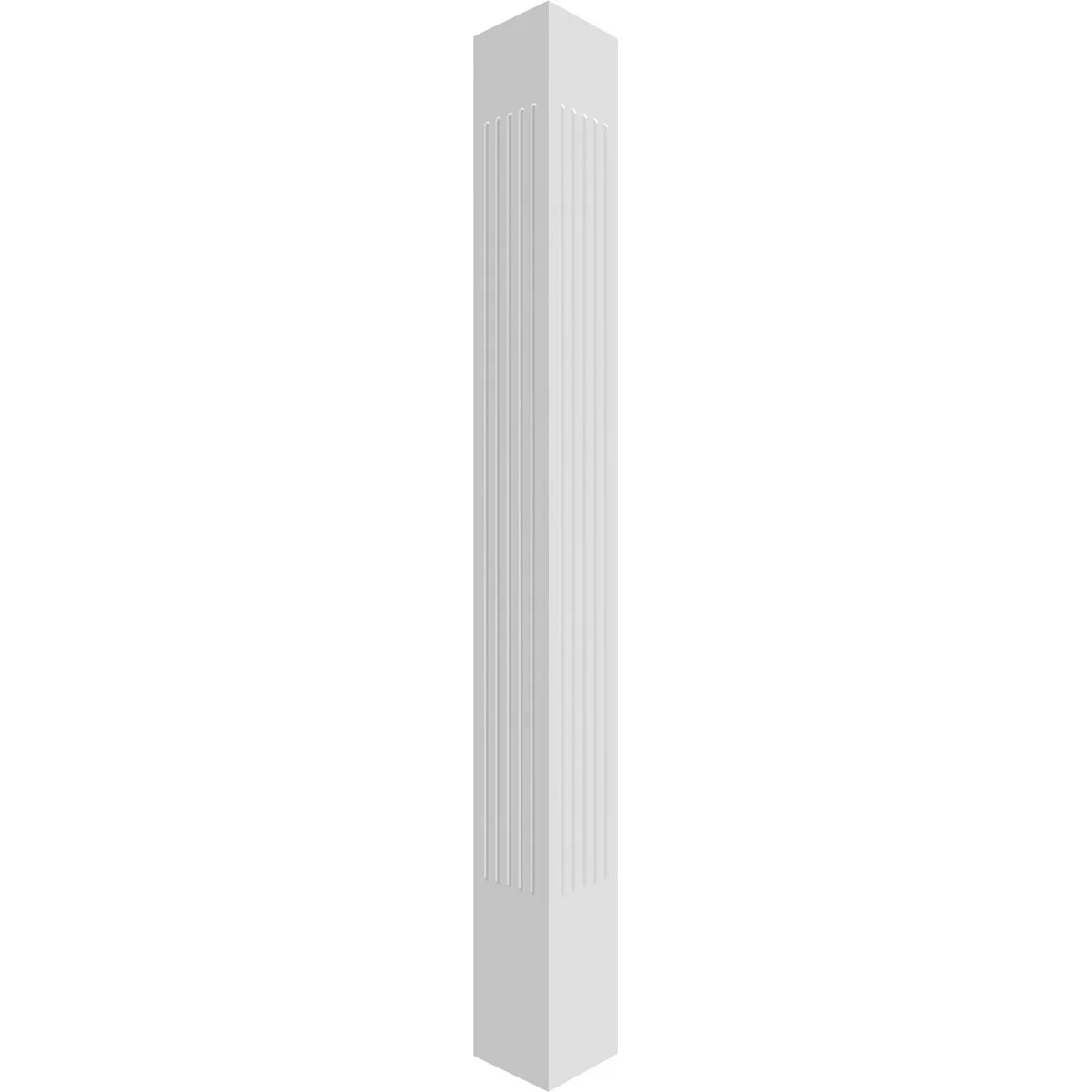 Ekena Millwork 8"W x 8'H Premium Square Non-Tapered Fluted PVC Endura-Craft Column Wrap Kit, Tuscan Capital & Base