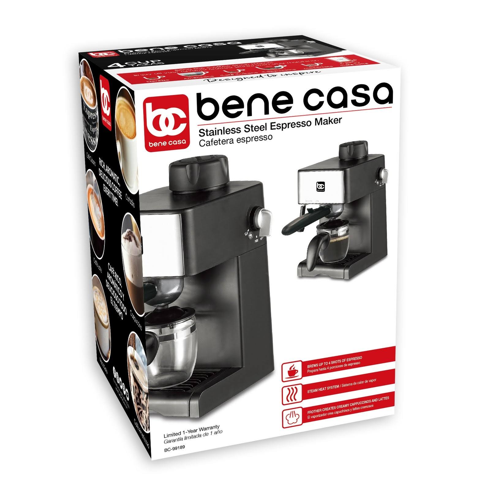Bene Casa BC-99189 Espresso Maker, 4-Cup