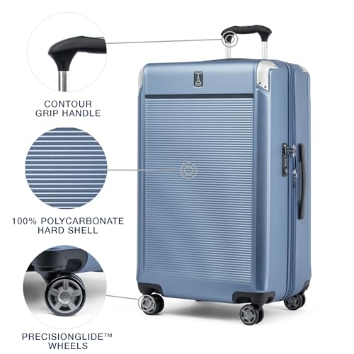 Travelpro Platinum Elite Hardside Expandable Carry on Luggage, 8 Wheel Spinner, TSA Lock, Hard Shell Polycarbonate Suitcase, Metallic Sand