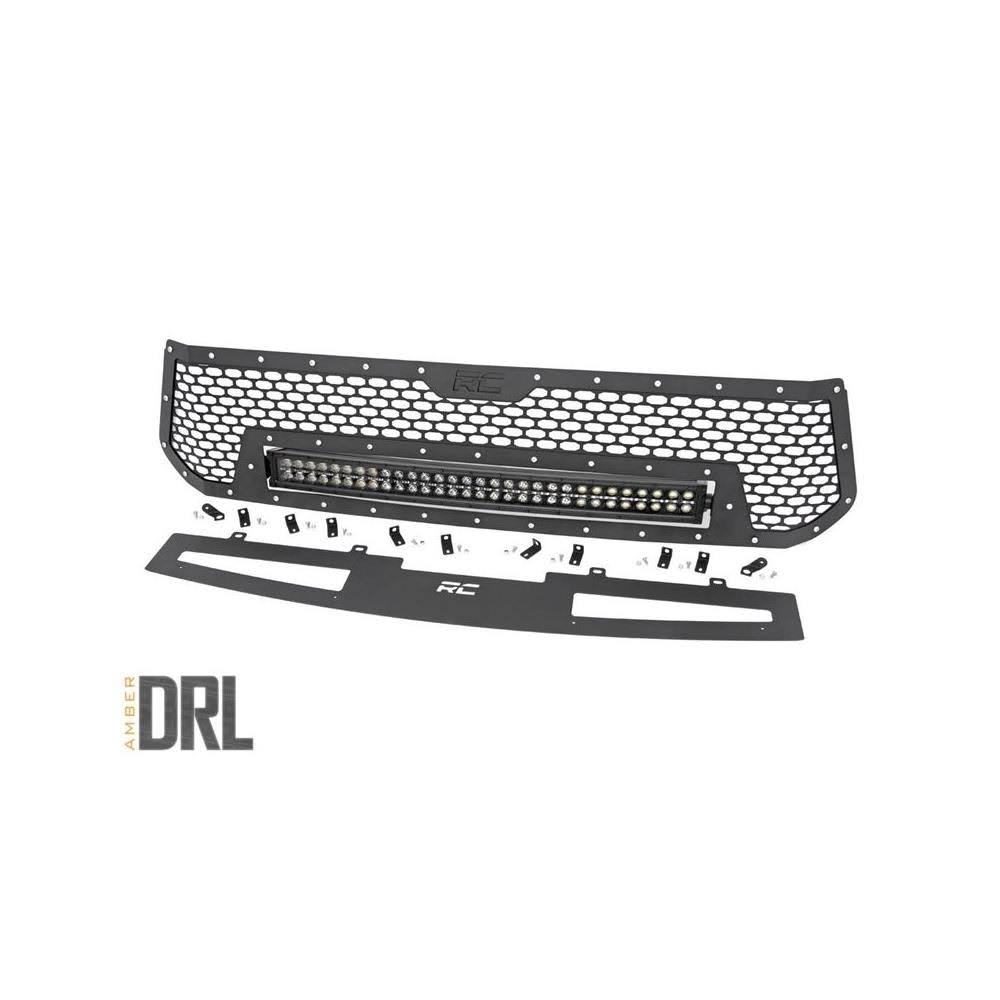 Rough Country 70224 Toyota Mesh Grille w/30in Dual Row Black Series LED w/ Amber DRL (14-17 Tundra)