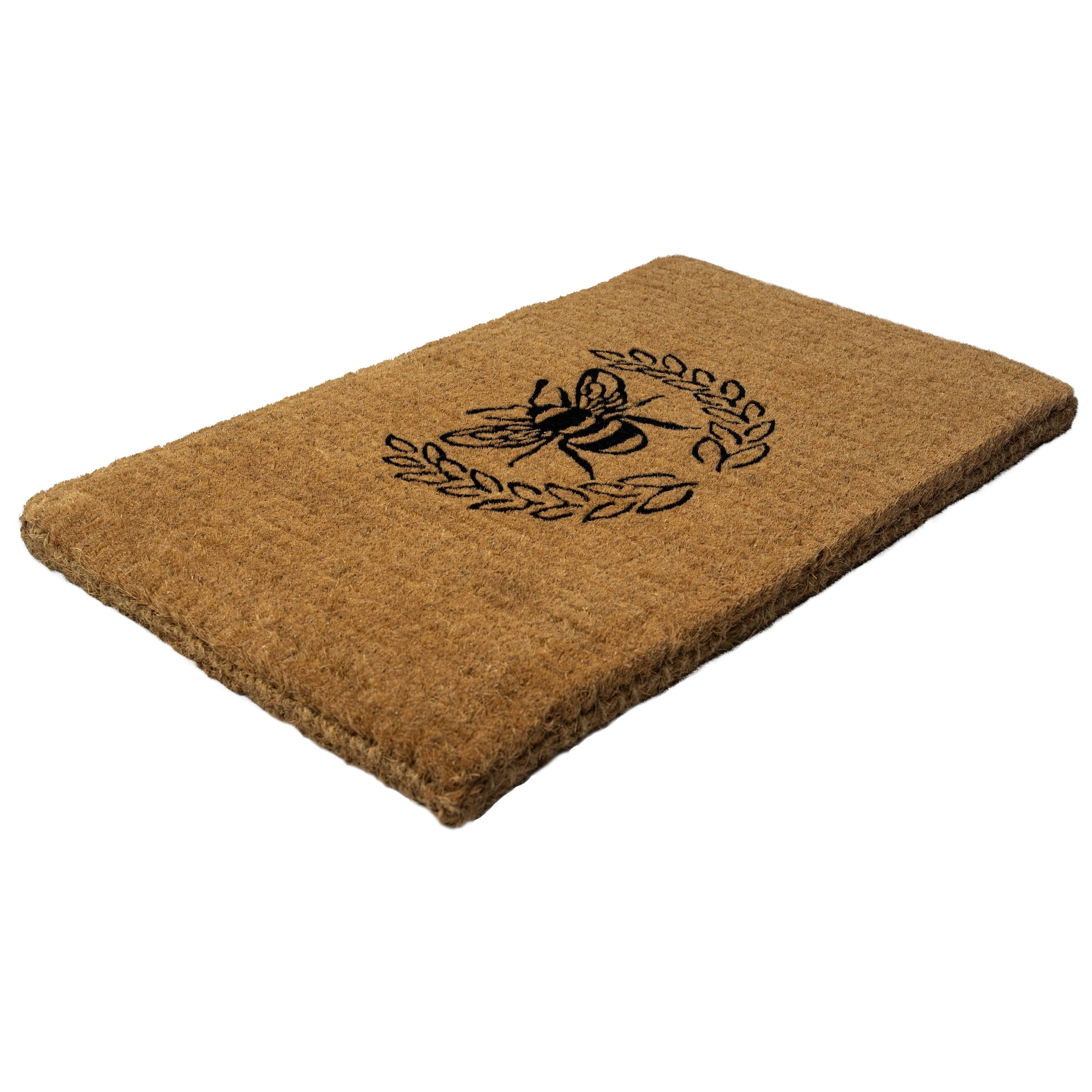 Entryways Basics 2292F 18 x 30 in. Queen Bee Extra - Thick Handwoven Coconut Fiber Doormat Natural Coir u0026 Black