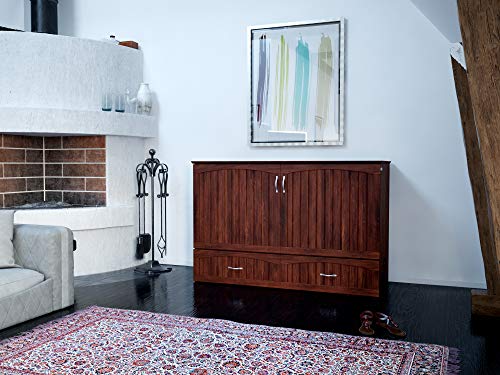 AFI Southampton Queen Murphy Bed Chest with Mattress, Storage, and Built-in Charger in Grey