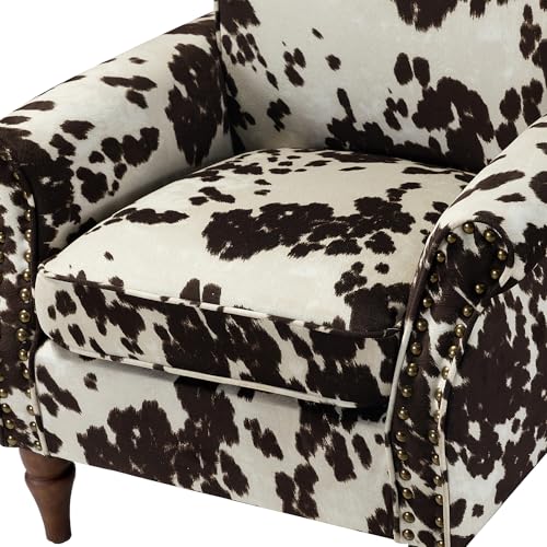 HULALA HOME Modern Wingback Accent Chair with Wood Legs & Removable Cushion, Comfy Upholstered Armchair with Nailhead Trim