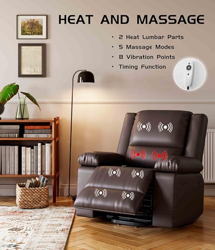 GarveeHome Power Lift Recliner Chair - Heat and Massage, Faux PU Electric Lift Recliner for Elderly & Mobility Impaired, Adjustable Back and Legs