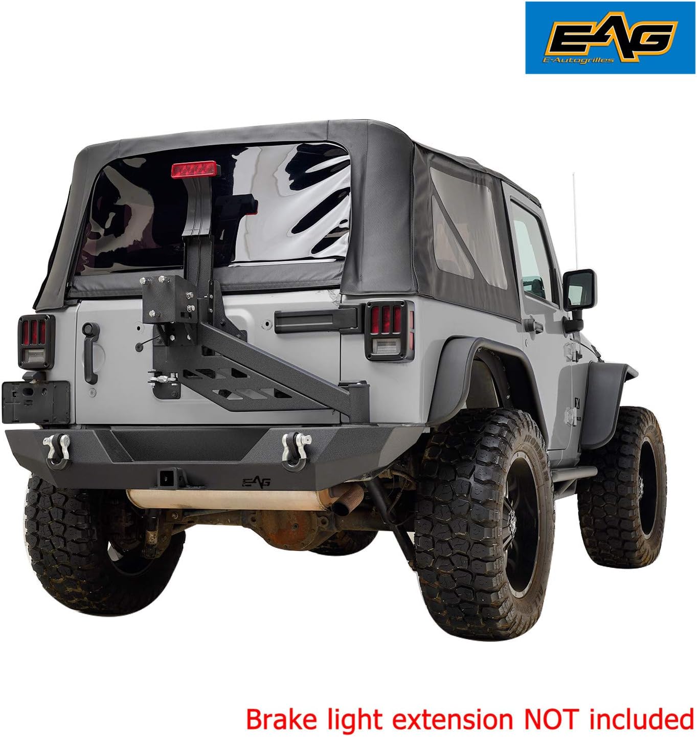 EAG Rear Bumper with Tire Carrier Linkage 2 Hitch Receiver Offroad Fit for 2007-2018 Wrangler JK