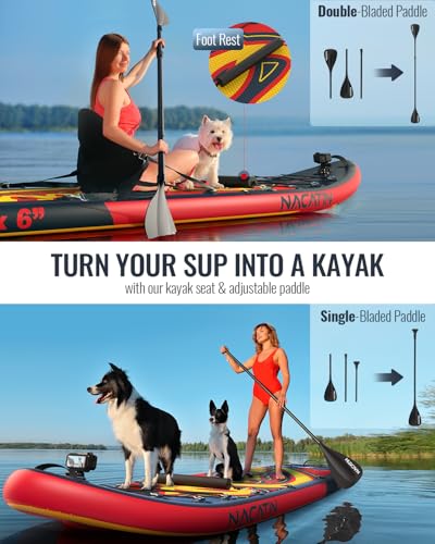 Inflatable Stand Up Paddle Board 12' with Kayak Seat & Dual Paddles &ndash