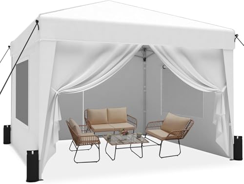 SANWAY 10x10 Pop Up Canopy Tent with Sidewalls x 4 &ndash; Easy Setup Canopy Tent, Waterproof, UV-Resistant