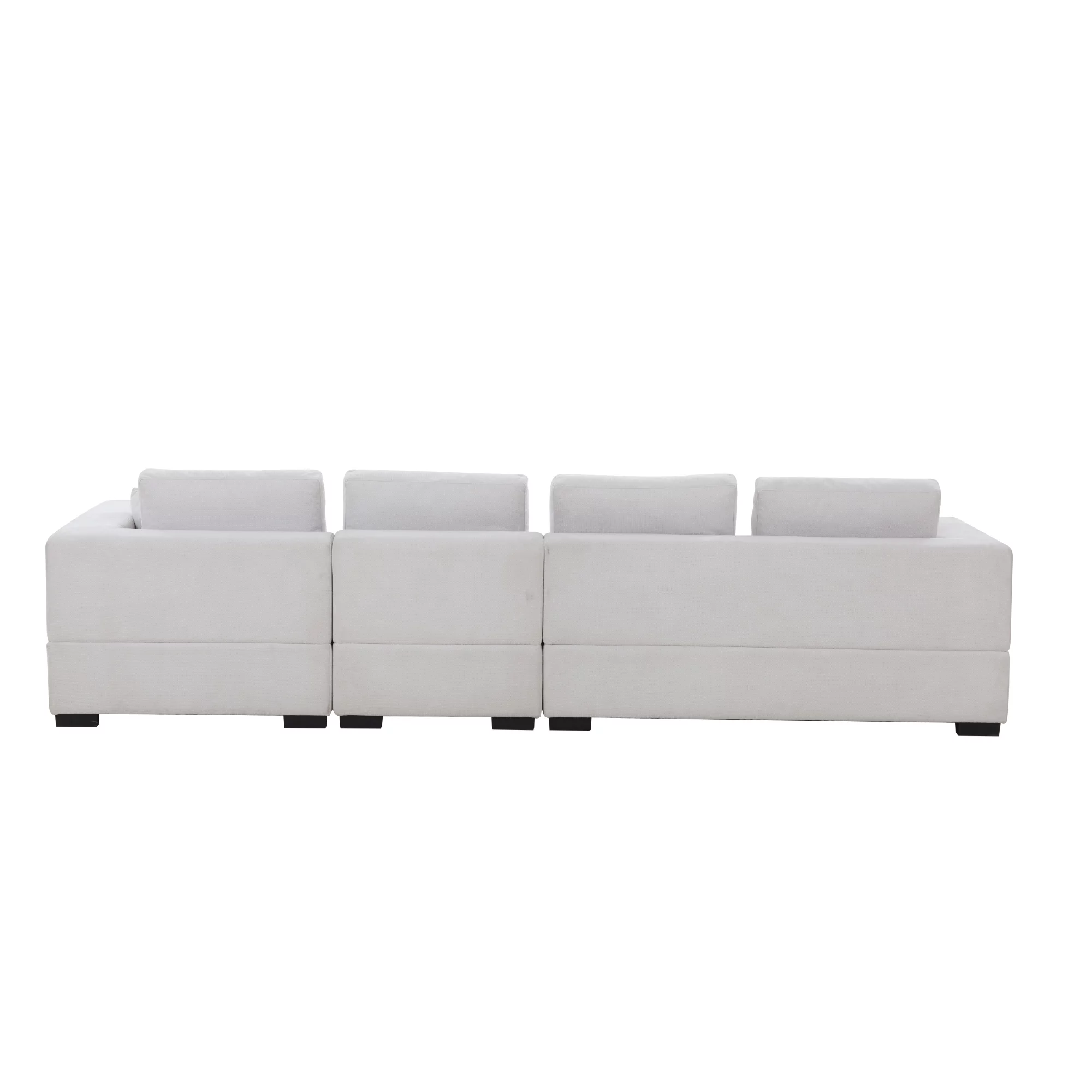 134'' Mid Century Modern Sofa L-Shape Sectional Sofa Couch Left Chaise for Living Room, Beige