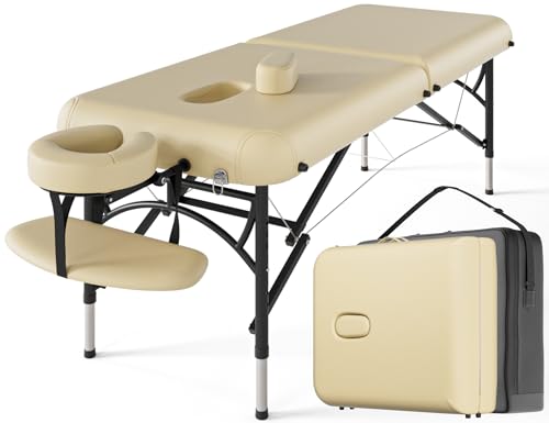 CLORIS 84" Professional Massage Table Portable 2 Folding Lightweight Facial Solon Spa Tattoo Bed Height Adjustable with Carrying Bag & Aluminium Leg