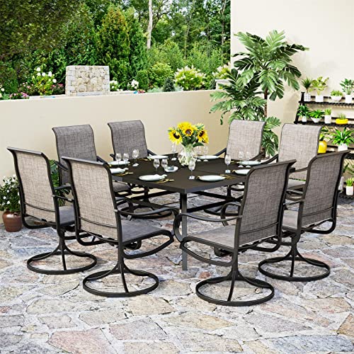 PHI VILLA 5 PCS Outdoor Patio Dining Set with Swivel Dining Chairs (Blue) and 37"x 37" Metal Steel Dining Table(1.57" Umbrella Hole)