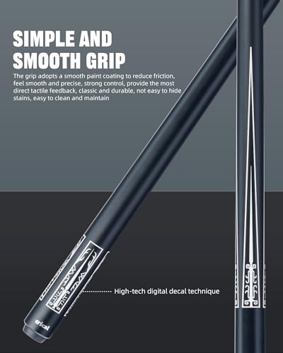 CRICAL Carbon Fiber Pool Cue Stick 58" Billiard Cue Sticks Professional Low Deflection Pool Sticks with 3/8 * 8 Pin Joint and 12.5mm Tip