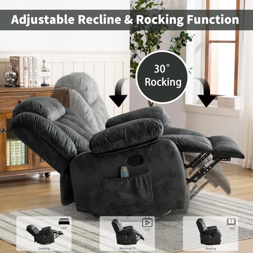 CANMOV Massage Swivel Rocker Recliner Chair with Heat and Vibration