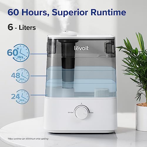LEVOIT Smart Humidifiers for Bedroom Large Room Home,(6L) Cool Mist Top Fill Essential Oil Diffuser for Baby & Plants,Smart App & Voice Control