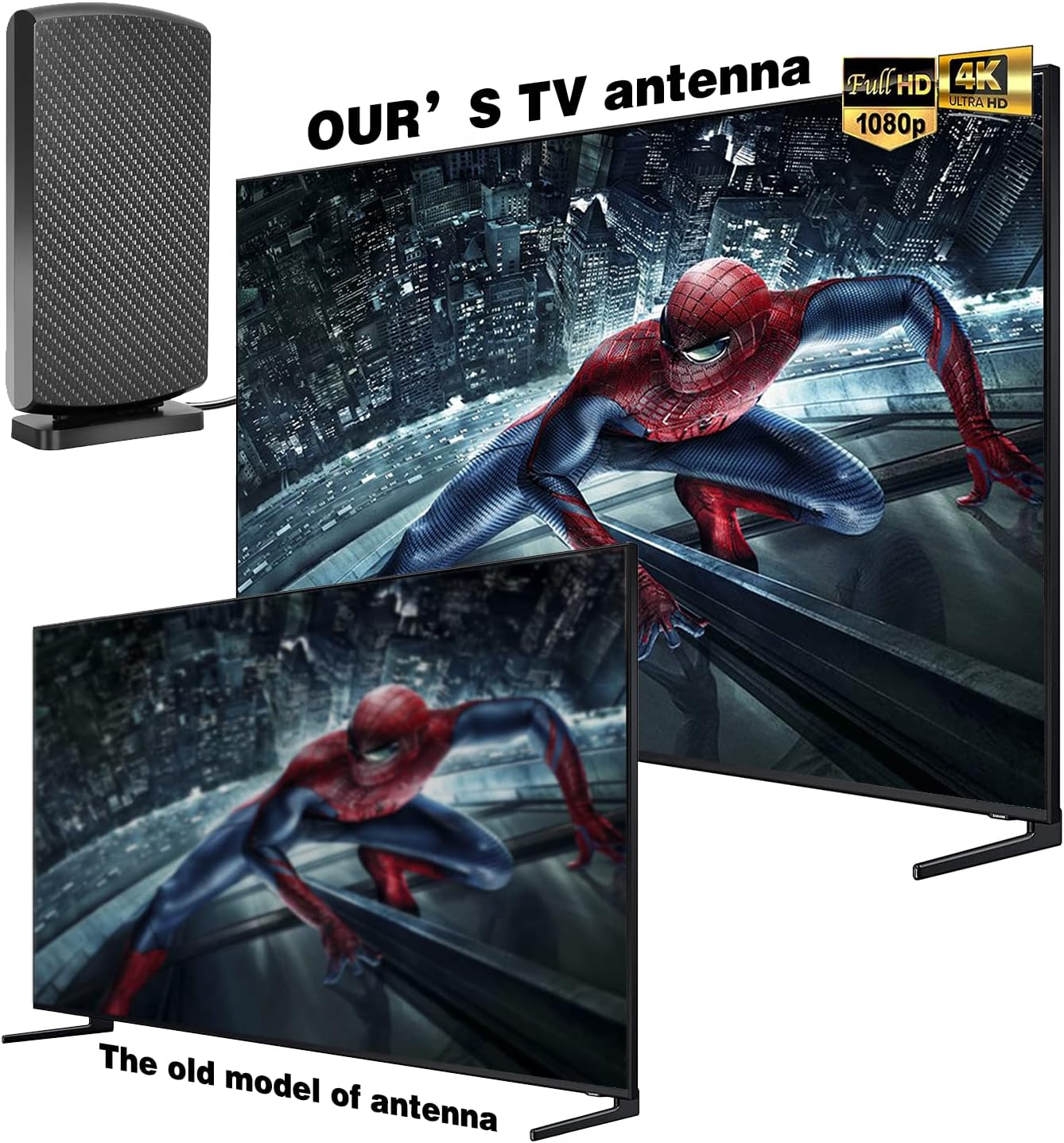 Amplified HD Digital TV Antenna Long380+ Miles Range - Support 4K 8K 1080p Fire tv Stick and All TV's