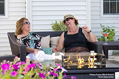 Outland Living 410 Series Fire Table – 36-Inch Outdoor Propane Gas Fire Pit Table with Tempered Glass Top & Arctic Ice Decorative Glass Rocks