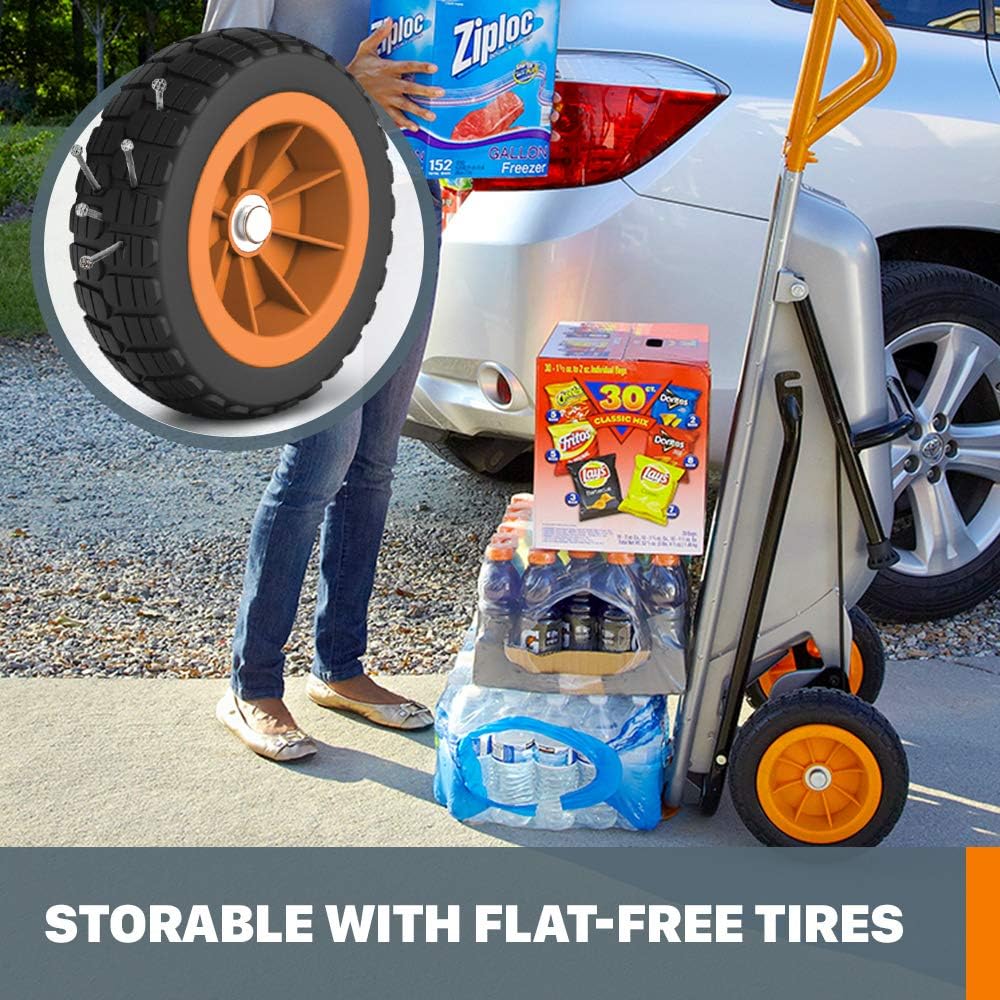 WORX Aerocart 8-in-1 Wheelbarrow / Yard Cart / Dolly & WA0232 Aerocart Wheelbarrow Firewood Carrier, Orange