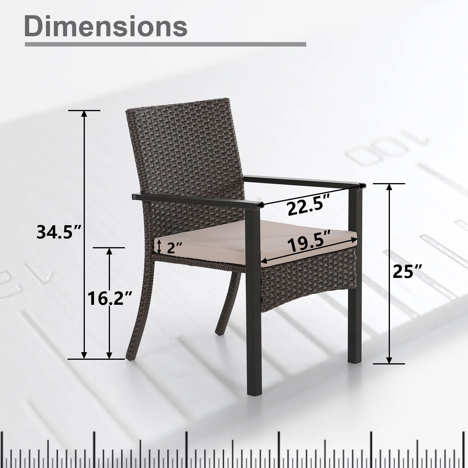 Summit Living 9-Piece Outdoor Dining Set with Wood Grain Table & Wicker Cushioned Chairs for 8-Person, Black & Beige