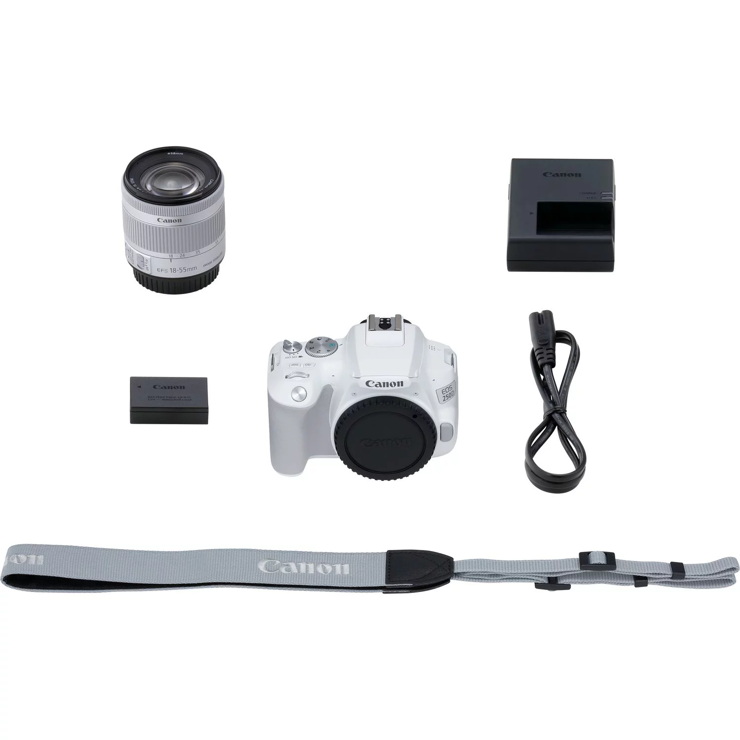 Canon EOS 250D / Rebel SL3 DSLR Camera with 18-55mm Lens (White)