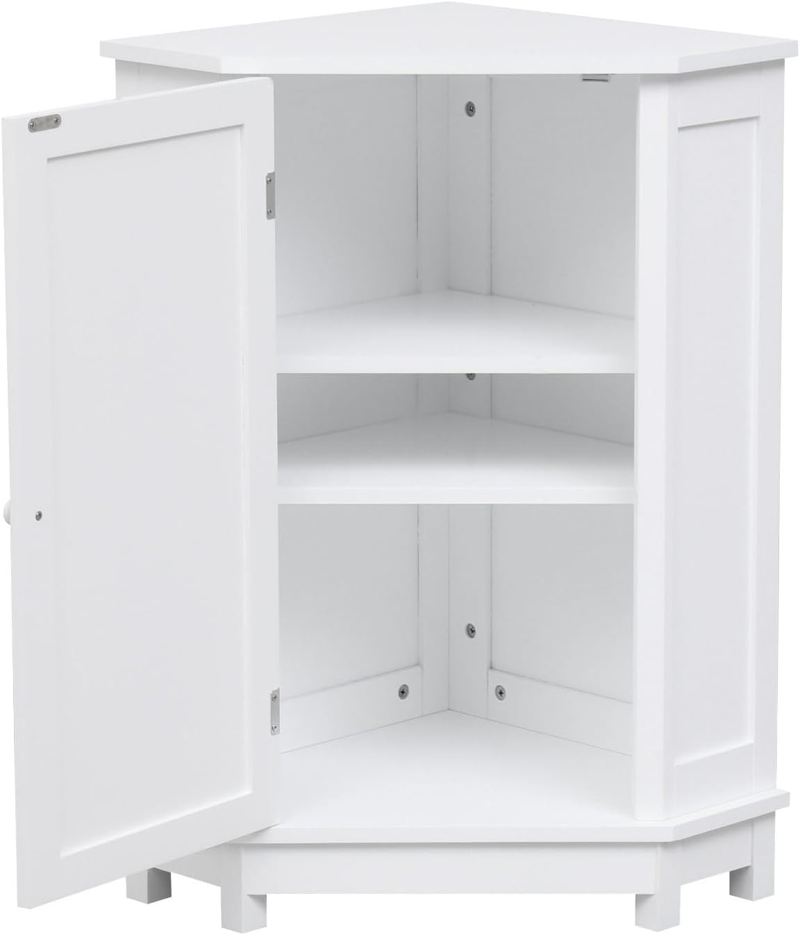 Stylish White Corner Cabinet with Adjustable Shelves, Space-Saving Design, Ideal for Bathroom, Living Room or Dining Room