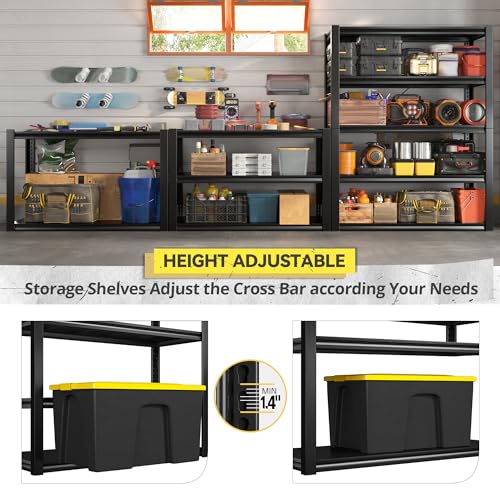 REIBII 48" W Garage Shelving 3000LBS Metal Shelving Heavy Duty Storage Shelves Adjustable Metal Shelf Industrial Pantry Shelves for Warehouse Garage