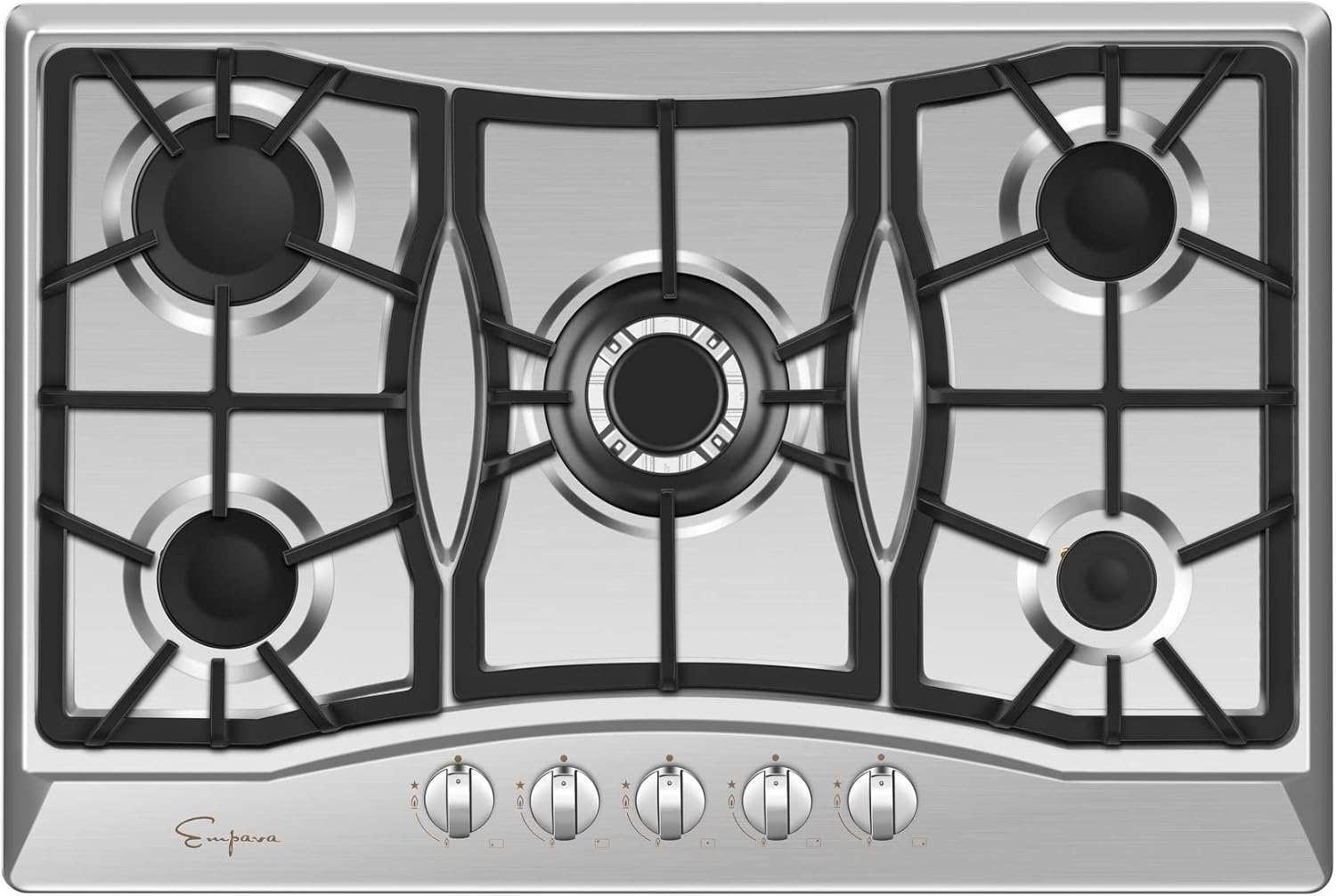 Empava Electric Stove Induction Cooktop Vertical with 2 Burners in Black Vitro Ceramic Smooth Surface Glass 120V, 12 Inch