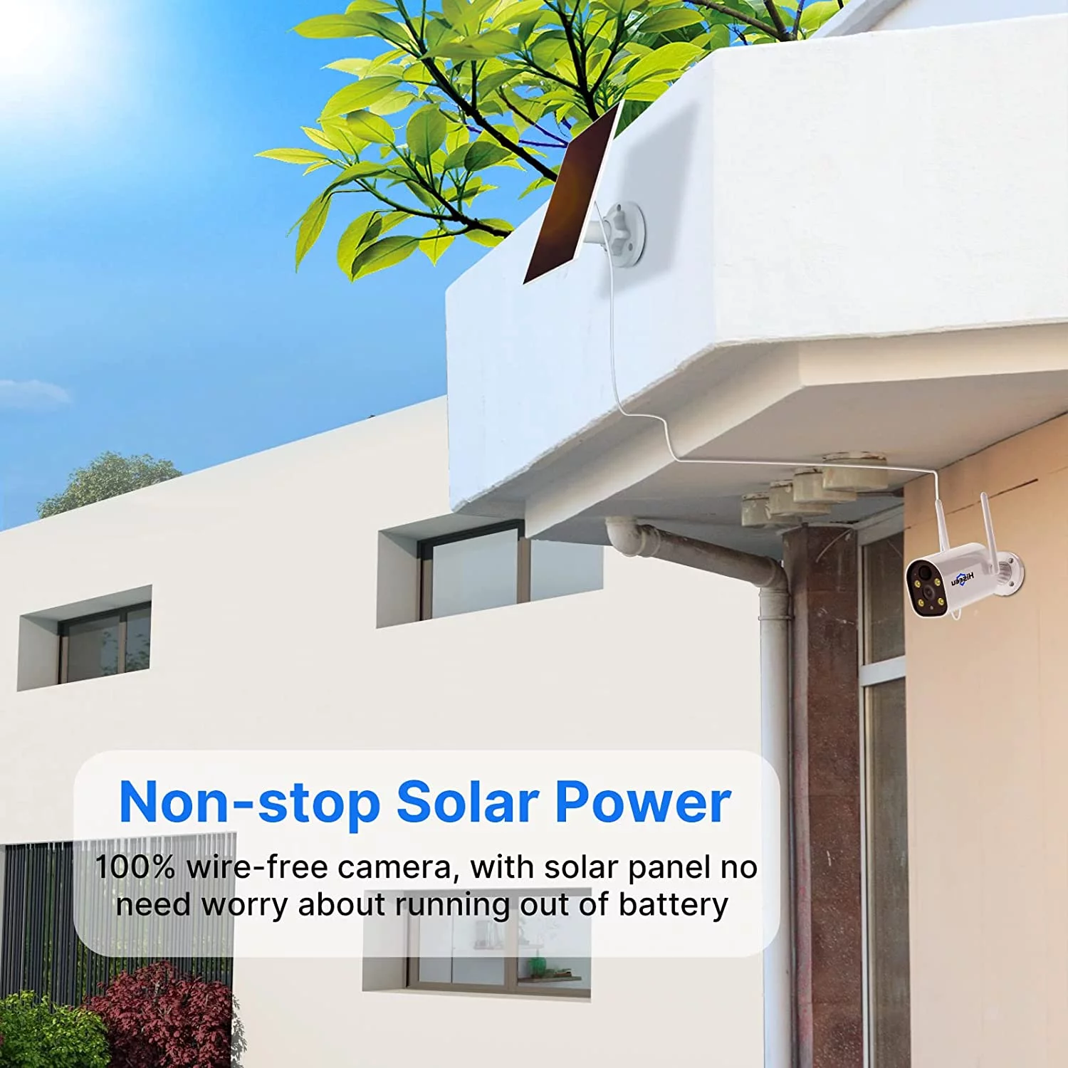 Hiseeu Solar Battery Powered Wireless Security Camera System,100% Wire-Free 4-Cam Kits,2K HD, Spotlight, Color Night Vision, 2-Way Audio, PIR