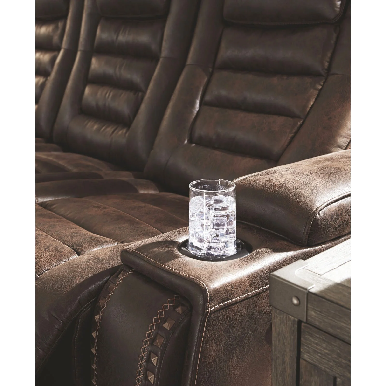 Signature Design by Ashley Game Zone Power Reclining Sofa in Bark