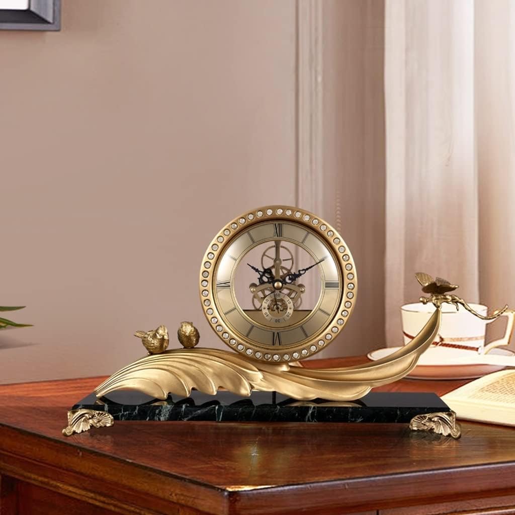 Alarm Clocks Modern Light Luxury Brass Desk Clock Living Room Desktop Silent Clock Old-Fashioned Creative Ornaments Desktop Clocks and Watches Room