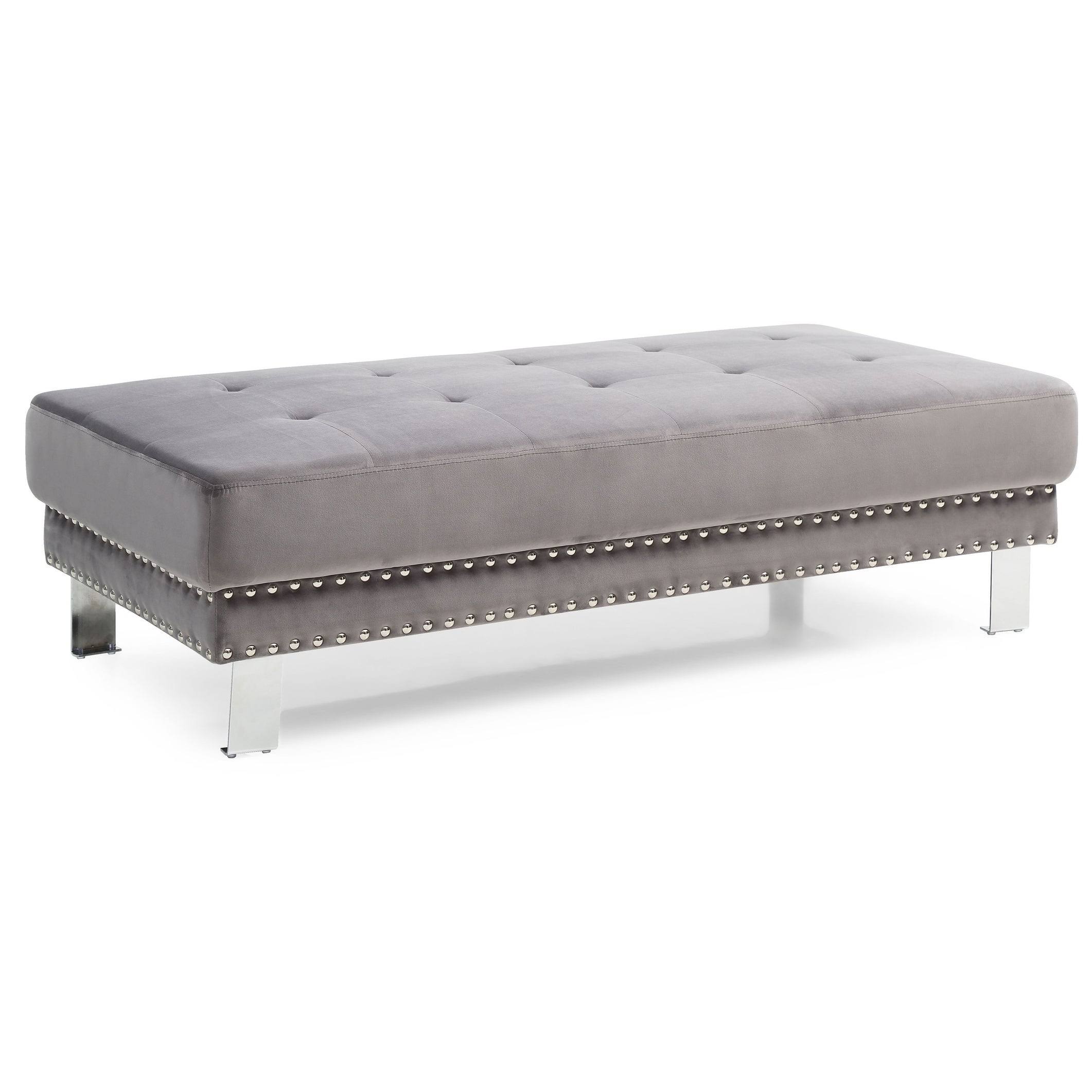 Glory Furniture Derek Velvet Ottoman in Black - G372-O