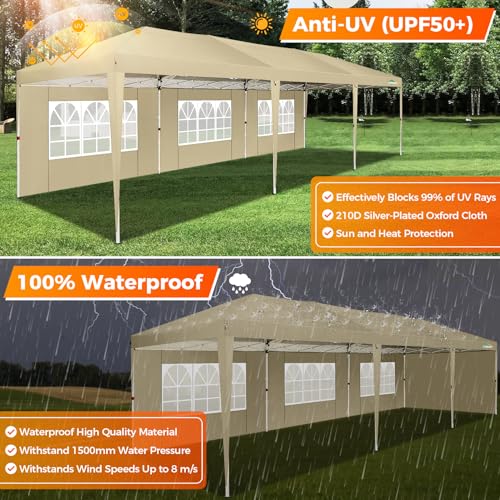 COBIZI 10x10 Pop up Canopy Tent Protable Canopy Tent with 4 Sidewalls Waterproof Commercial Instant Shelter for Parties, Wedding
