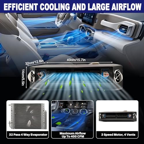 10K BTU Universal Under Dash Air Conditioner, Automotive 12V DC A/C Unit System, 12 Volt Underdash AC Kit with 20CC Inverter Compressor & Condenser