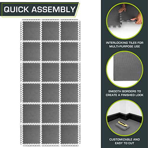 ProsourceFit Extra Thick Puzzle Exercise Mat , EVA Foam Interlocking Tiles for Protective, Cushioned Workout Flooring for Home and Gym Equipment