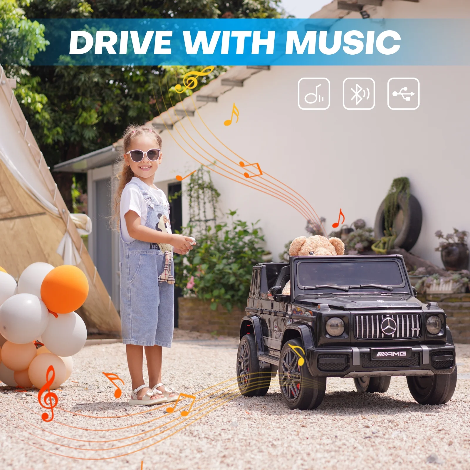 TEOAYEAH Plus Size Licensed Mercedes-Benz G63 Kids Ride on Car with Parent Remote, 12 V 10Ah, Wireless Music, Suspension System, Ideal Gift to Kids