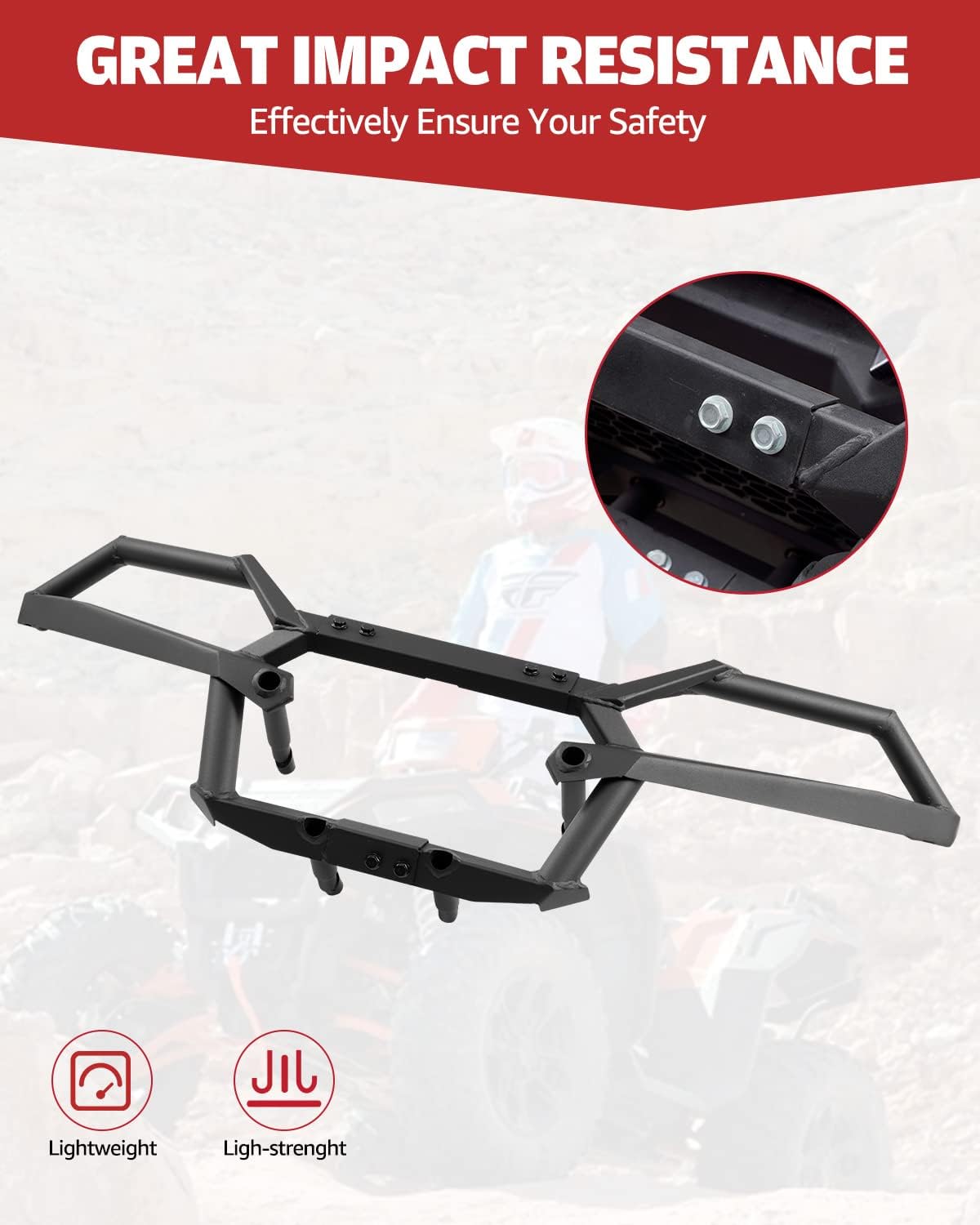 A & UTV PRO Rear Bumper Brush Guard for 2017-2022 Polaris Sportsman 850 / XP 1000,Heavy Duty Ultimate Series Steel Rear Bumper Protector Accessories