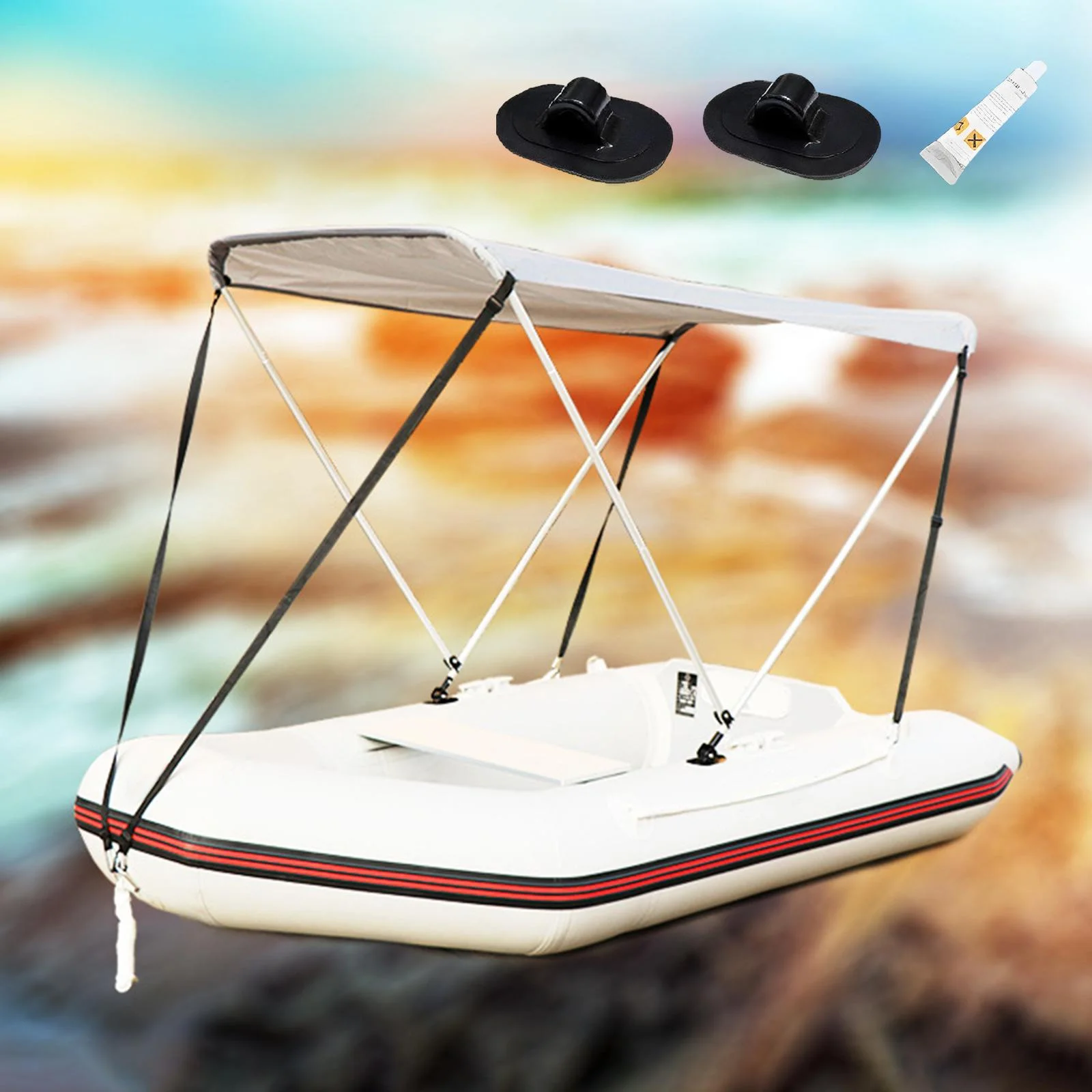 Boat Canopy with Adjustable Strap Foldable Tent Bimini Top Replacement Cover 3PCS