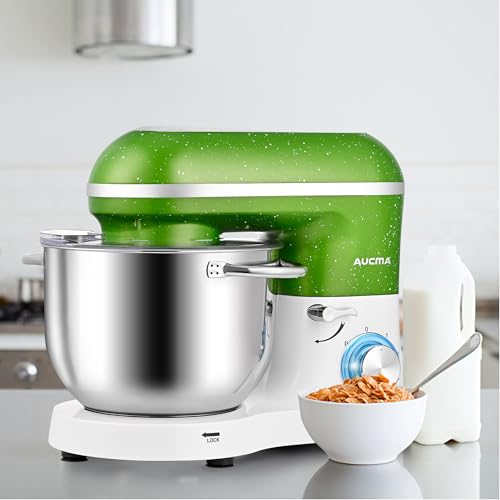 Aucma Stand Mixer,6.5-QT 660W 6-Speed Tilt-Head Food Mixer, Kitchen Electric Mixer with Dough Hook, Wire Whip & Beater (6.5QT, Black)