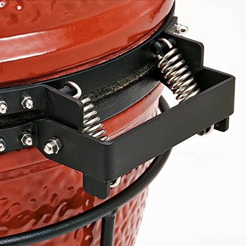 Kamado Joe Joe Jr 13.5-inch Portable Ceramic Charcoal Grill with Grill Stand, Stainless Steel Cooking Grate, Heat Deflectors and Ash Tool in Red