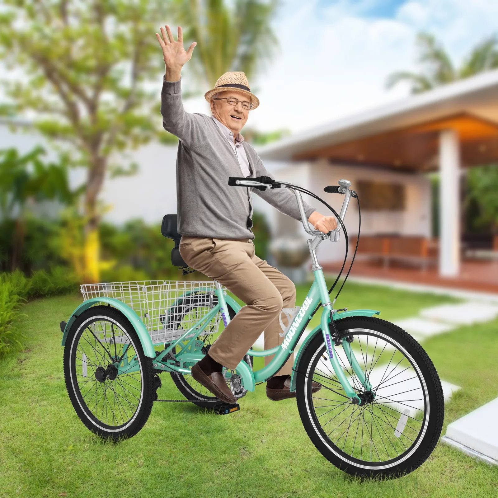Docred Adult Tricycle 7 Speed 24 Inch Three Wheel Bike Cruiser Trike for Men/Women/Seniors